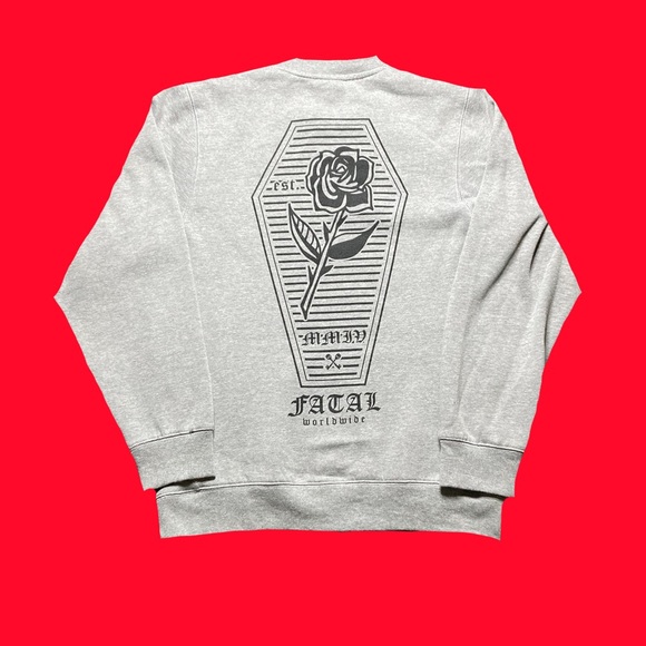Fatal Worldwide Other - ☀️ Fatal Worldwide Rose Coffin Crew Neck Sweater Mens S Gray